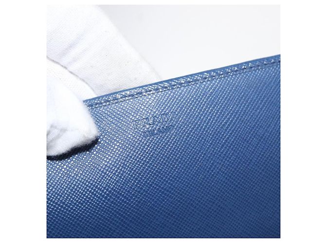Saffiano PRADA Borsa a Spalla con Catena in Pelle Safiano Blu Oro Auth ka128 D'oro - vista 18