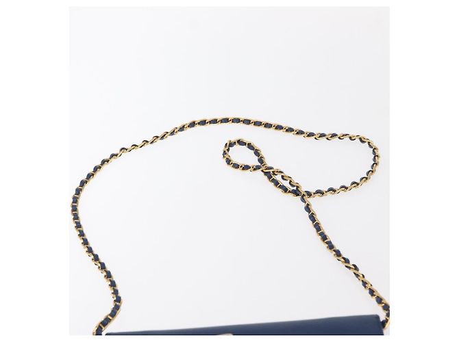 Saffiano PRADA Borsa a Spalla con Catena in Pelle Safiano Blu Oro Auth ka128 D'oro - vista 8