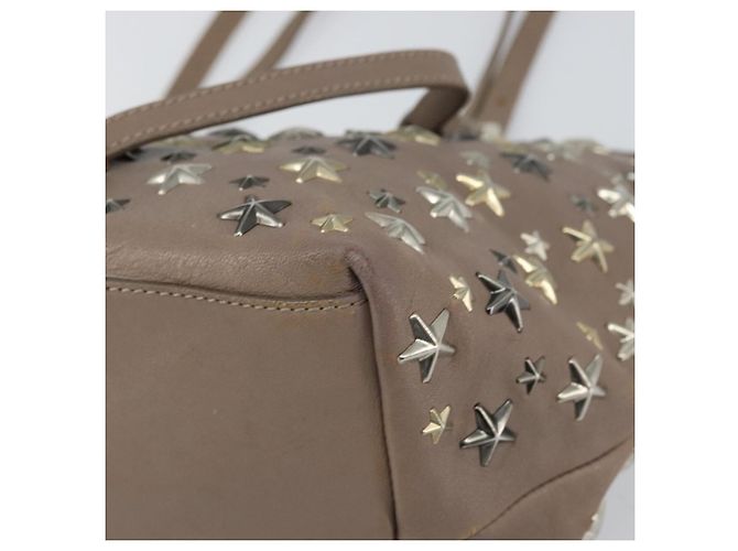 Bolsa tote de couro cinza e dourado com studs Jimmy Choo Auth bs31692 Marrom - vista 10