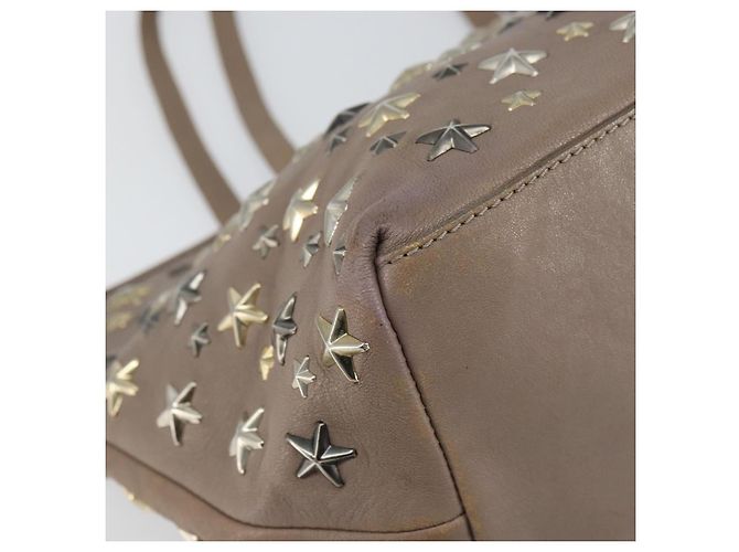 Bolsa tote de couro cinza e dourado com studs Jimmy Choo Auth bs31692 Marrom - vista 11
