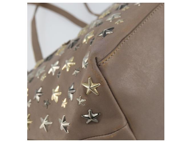 Bolsa tote de couro cinza e dourado com studs Jimmy Choo Auth bs31692 Marrom - vista 13