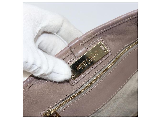 Bolsa tote de couro cinza e dourado com studs Jimmy Choo Auth bs31692 Marrom - vista 15