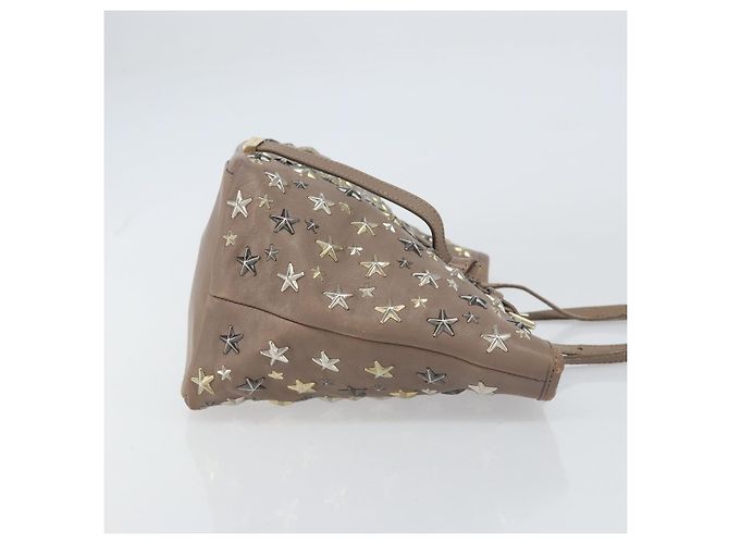 Bolsa tote de couro cinza e dourado com studs Jimmy Choo Auth bs31692 Marrom - vista 4