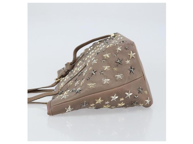 Bolsa tote de couro cinza e dourado com studs Jimmy Choo Auth bs31692 Marrom - vista 5