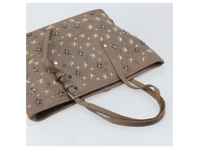 Bolsa tote de couro cinza e dourado com studs Jimmy Choo Auth bs31692 Marrom - vista 6