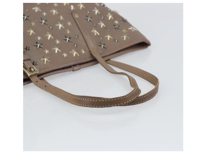 Bolsa tote de couro cinza e dourado com studs Jimmy Choo Auth bs31692 Marrom - vista 7