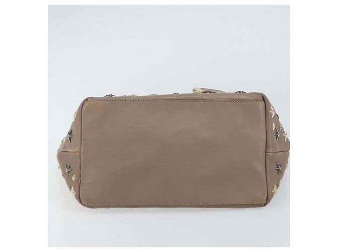 Bolsa tote de couro cinza e dourado com studs Jimmy Choo Auth bs31692 Marrom - vista 9