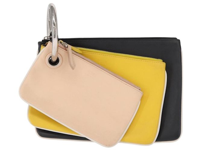 FENDI Pochette Triplet in Pelle Multicolore Argento Auth bs31387 - vista 2