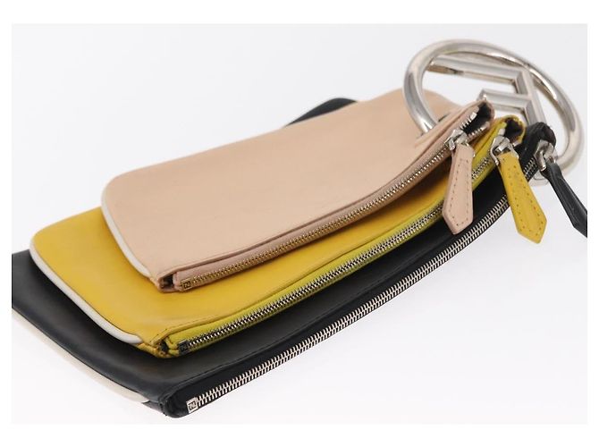 FENDI Pochette Triplet in Pelle Multicolore Argento Auth bs31387 - vista 6
