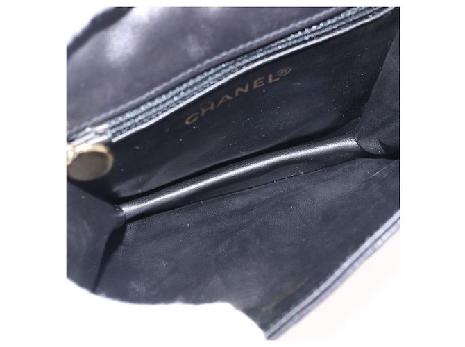 CHANEL Borsa a vita Matelassé in pelle di agnello nera oro CC Auth 156628V Nero D'oro - vista 16