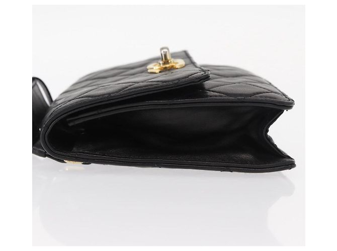 CHANEL Borsa a vita Matelassé in pelle di agnello nera oro CC Auth 156628V Nero D'oro - vista 5