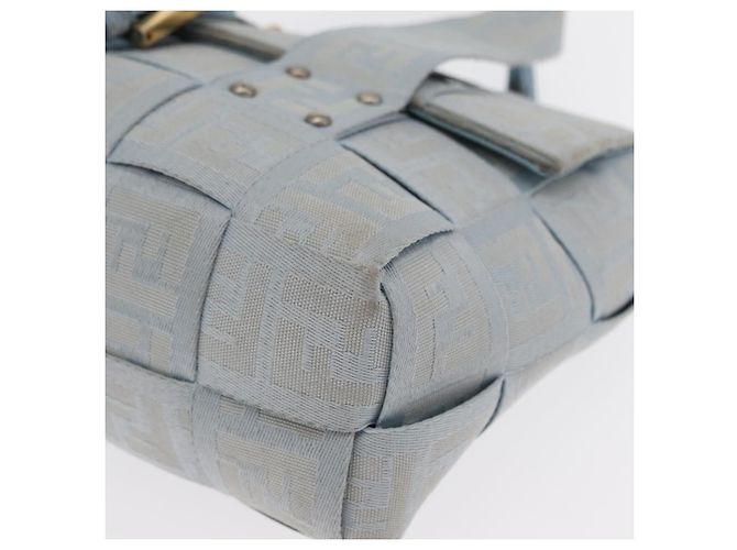 FENDI Zucca Canvas Handtasche Hellblau Gold Auth 151194V Golden - Ansicht 11