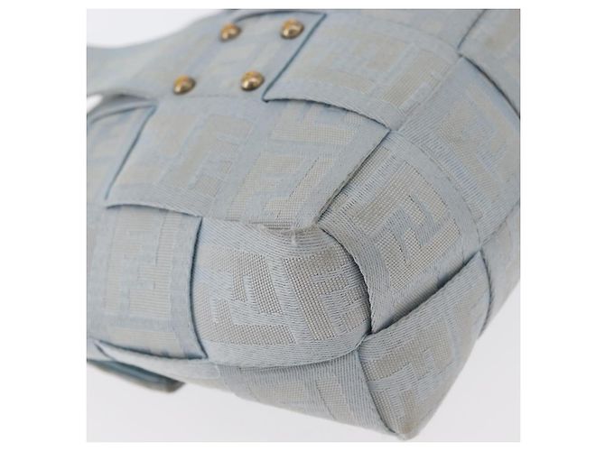 FENDI Zucca Canvas Handtasche Hellblau Gold Auth 151194V Golden - Ansicht 12