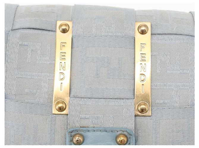 FENDI Zucca Canvas Handtasche Hellblau Gold Auth 151194V Golden - Ansicht 15