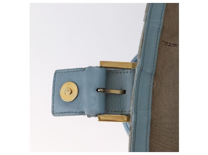 FENDI Zucca Canvas Handtasche Hellblau Gold Auth 151194V Golden - Ansicht 16