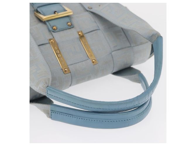 FENDI Zucca Canvas Handtasche Hellblau Gold Auth 151194V Golden - Ansicht 7