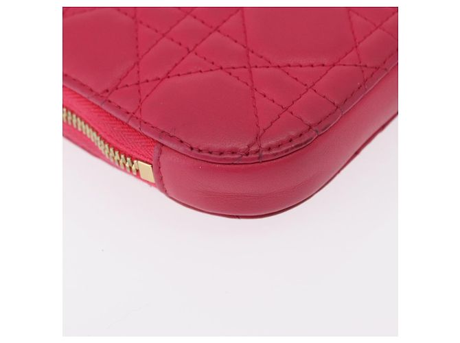 Pochette a spalla con catena per telefono Cannage Christian Dior 2 in 1 Rosa Oro Auth 156668V D'oro - vista 10