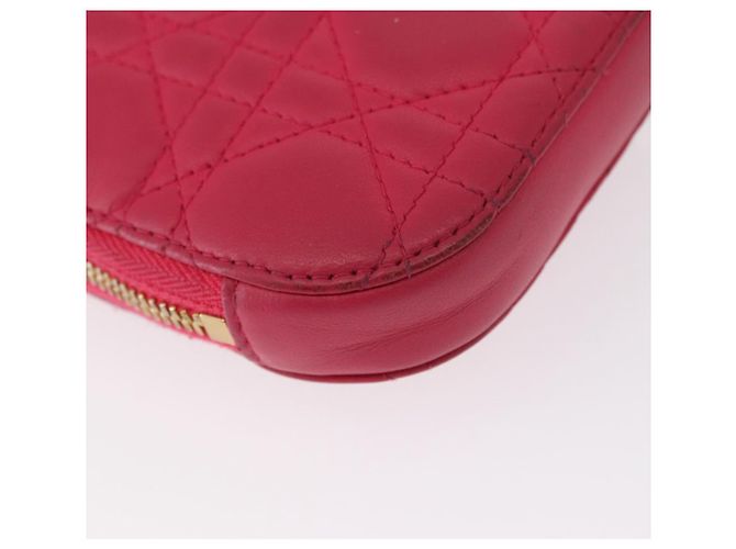 Pochette a spalla con catena per telefono Cannage Christian Dior 2 in 1 Rosa Oro Auth 156668V D'oro - vista 12