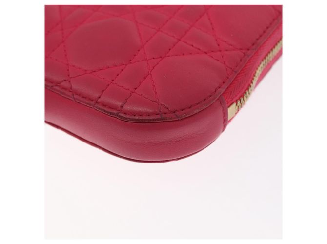 Pochette a spalla con catena per telefono Cannage Christian Dior 2 in 1 Rosa Oro Auth 156668V D'oro - vista 13