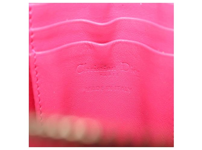 Pochette a spalla con catena per telefono Cannage Christian Dior 2 in 1 Rosa Oro Auth 156668V D'oro - vista 16