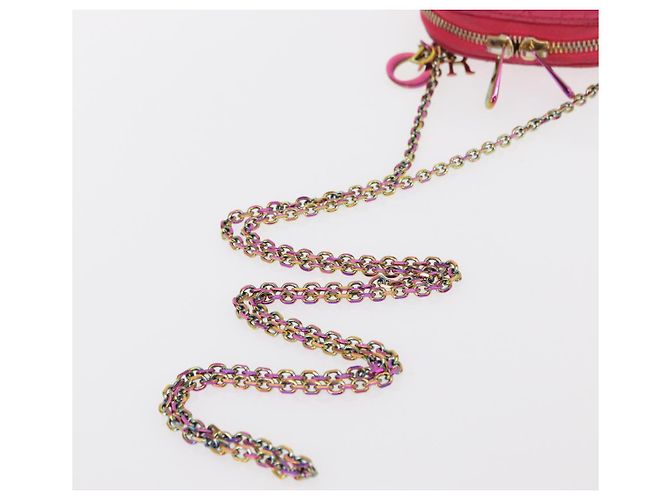 Pochette a spalla con catena per telefono Cannage Christian Dior 2 in 1 Rosa Oro Auth 156668V D'oro - vista 7