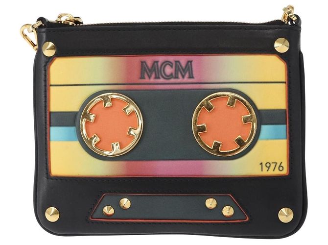 Borsa a Spalla MCM in Pelle Nera Oro Auth 157161V Nero D'oro - vista 2