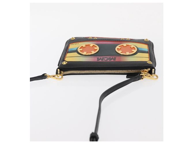 Borsa a Spalla MCM in Pelle Nera Oro Auth 157161V Nero D'oro - vista 6