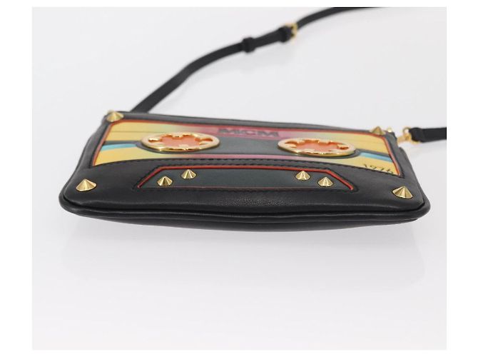 Borsa a Spalla MCM in Pelle Nera Oro Auth 157161V Nero D'oro - vista 9