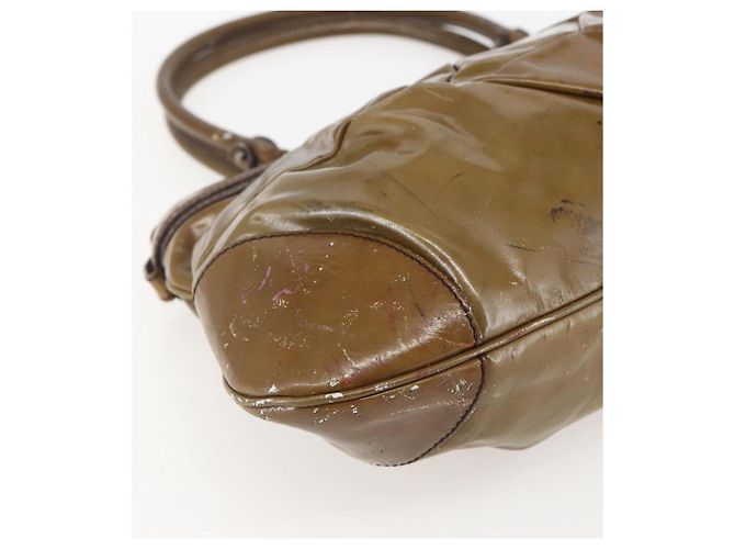Borsa a Spalla Gancini Smalto Marrone Argento Auth 155066 di Salvatore Ferragamo - vista 13