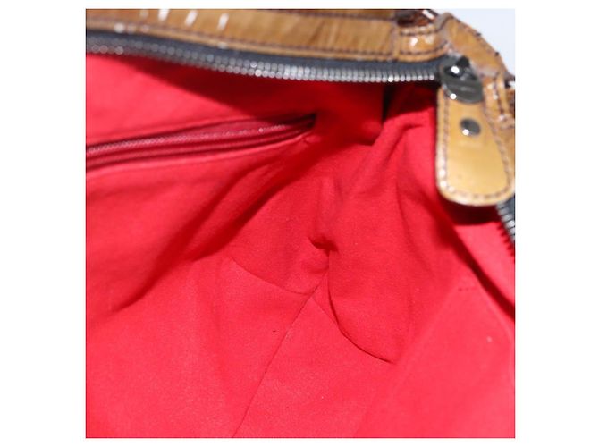 Borsa a Spalla Gancini Smalto Marrone Argento Auth 155066 di Salvatore Ferragamo - vista 18