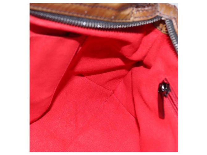 Borsa a Spalla Gancini Smalto Marrone Argento Auth 155066 di Salvatore Ferragamo - vista 19