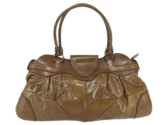 Borsa a Spalla Gancini Smalto Marrone Argento Auth 155066 di Salvatore Ferragamo - vista 3
