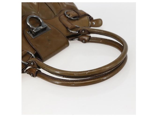 Borsa a Spalla Gancini Smalto Marrone Argento Auth 155066 di Salvatore Ferragamo - vista 7