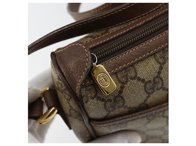 Borsa Gucci GG Supreme Web Sherry Line PVC Beige Oro 89 02 032 Auth bs30923 D'oro - vista 10