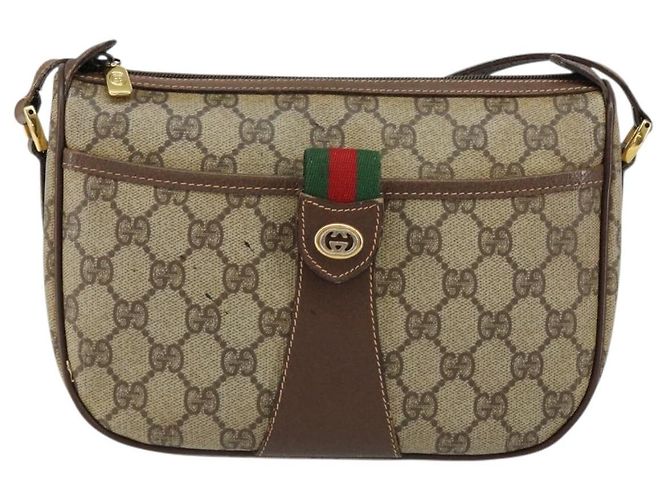 Borsa Gucci GG Supreme Web Sherry Line PVC Beige Oro 89 02 032 Auth bs30923 D'oro - vista 13