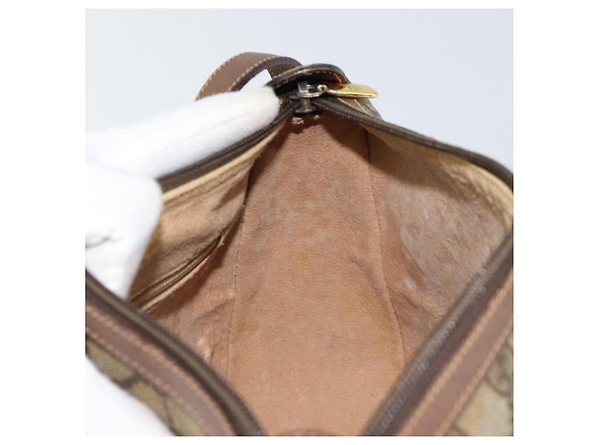 Borsa Gucci GG Supreme Web Sherry Line PVC Beige Oro 89 02 032 Auth bs30923 D'oro - vista 20