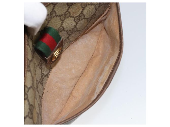 Borsa Gucci GG Supreme Web Sherry Line PVC Beige Oro 89 02 032 Auth bs30923 D'oro - vista 24