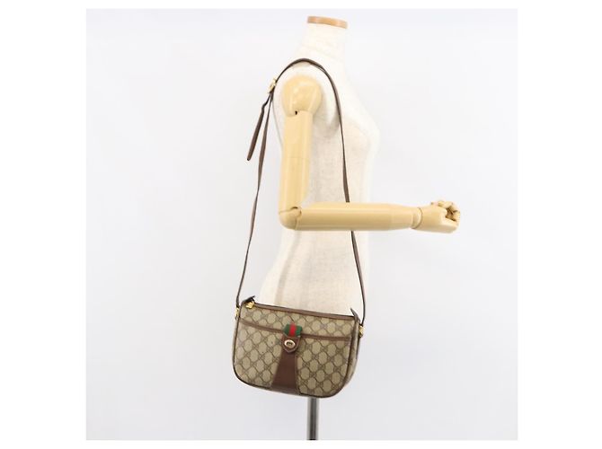 Borsa Gucci GG Supreme Web Sherry Line PVC Beige Oro 89 02 032 Auth bs30923 D'oro - vista 25