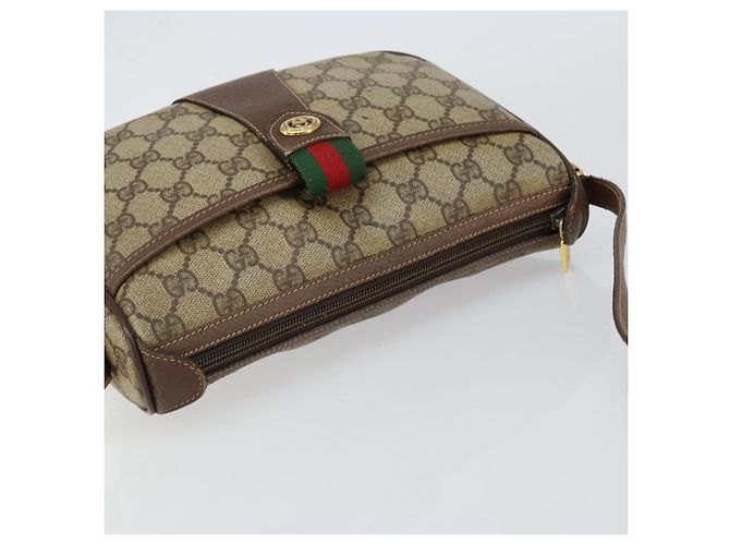 Borsa Gucci GG Supreme Web Sherry Line PVC Beige Oro 89 02 032 Auth bs30923 D'oro - vista 6