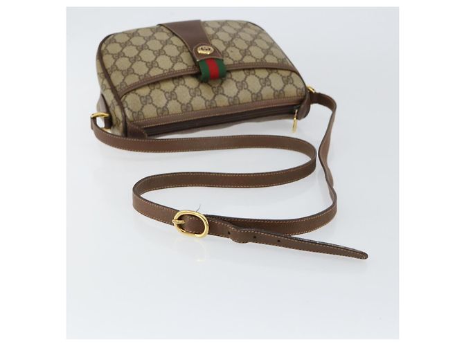 Borsa Gucci GG Supreme Web Sherry Line PVC Beige Oro 89 02 032 Auth bs30923 D'oro - vista 7