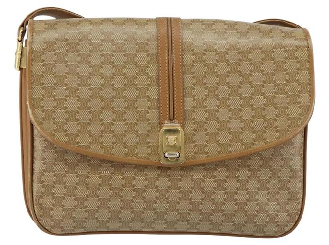 Céline Borsa a Spalla in Tela Macadam CELINE in Pelle PVC Beige Oro Auth 153390 D'oro - vista 13