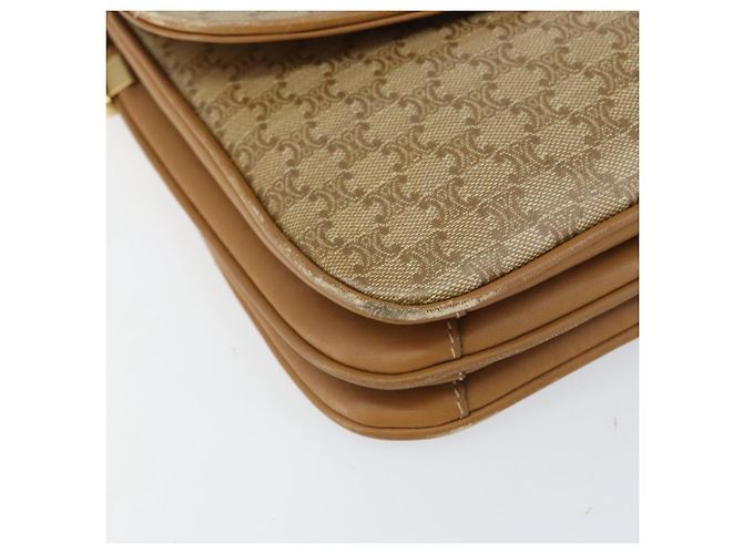 Céline Borsa a Spalla in Tela Macadam CELINE in Pelle PVC Beige Oro Auth 153390 D'oro - vista 14