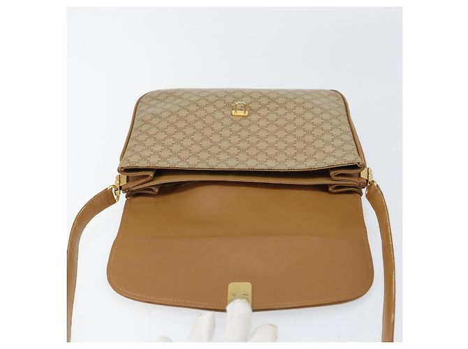 Céline Borsa a Spalla in Tela Macadam CELINE in Pelle PVC Beige Oro Auth 153390 D'oro - vista 18
