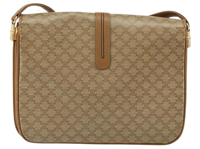 Céline Borsa a Spalla in Tela Macadam CELINE in Pelle PVC Beige Oro Auth 153390 D'oro - vista 2