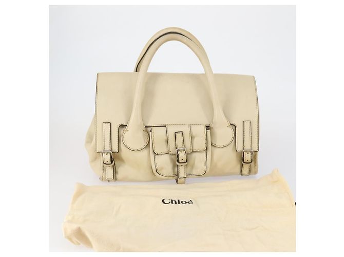Chloé Borsa Boston in pelle beige e argento Chloe Edith Auth bs30503 - vista 12