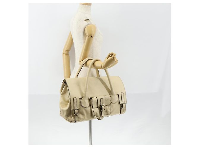 Chloé Borsa Boston in pelle beige e argento Chloe Edith Auth bs30503 - vista 27