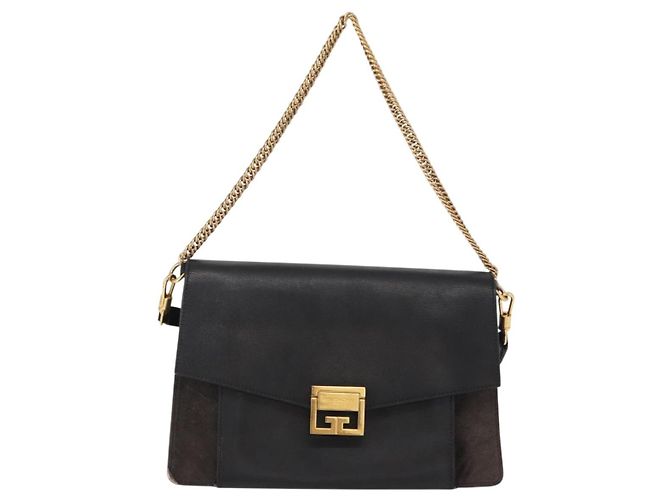 Givenchy Borsa a spalla con catena in pelle nera e oro Auth BA7680 Nero D'oro - vista 13