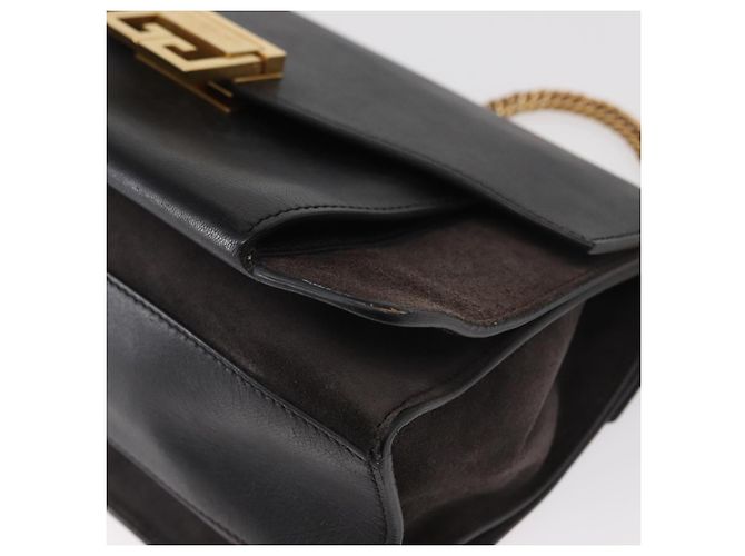 Givenchy Borsa a spalla con catena in pelle nera e oro Auth BA7680 Nero D'oro - vista 16