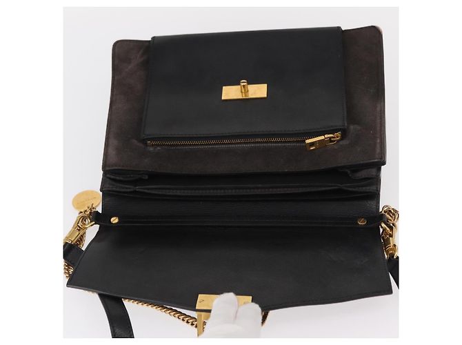 Givenchy Borsa a spalla con catena in pelle nera e oro Auth BA7680 Nero D'oro - vista 20