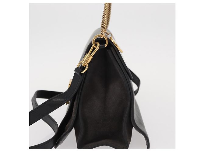 Givenchy Borsa a spalla con catena in pelle nera e oro Auth BA7680 Nero D'oro - vista 3